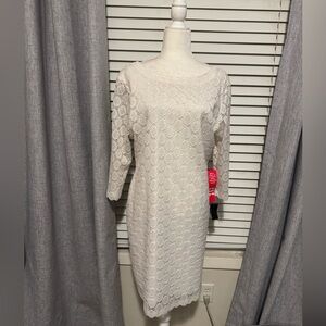 Ronnie Nicole Antique Lace Ivory w Gold Dress Sz16
